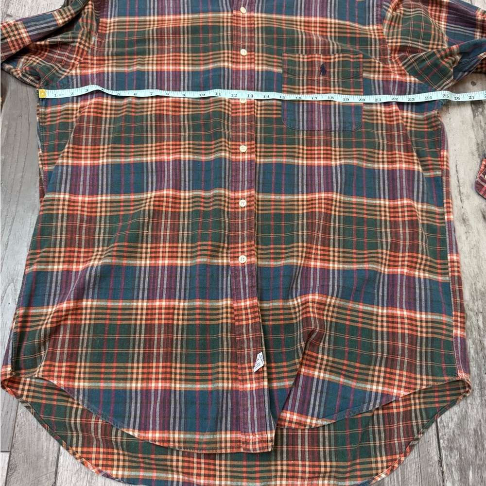 Vintage Ralph Lauren Shirt Men’s Large  Tartan Plaid  Long Sleeve Blue/Red - Picture 5 of 7